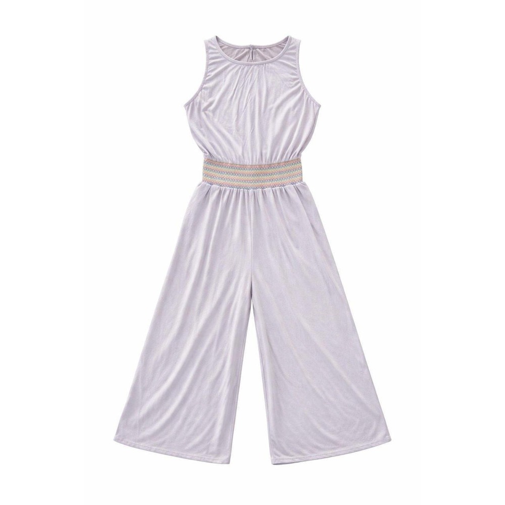Kori America Lavender Purple‎ Smocked Waist Wide Leg Sleeveless Jumpsuit Small